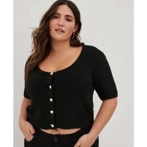 Torrid Vegan Cashmere Cardigan Button-Front Cropped Sweater Sz 2X Dark Coquette